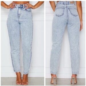 White Fox Boutique | Like Duh! Boyfriend Jeans Washed Blue Denim | Size S